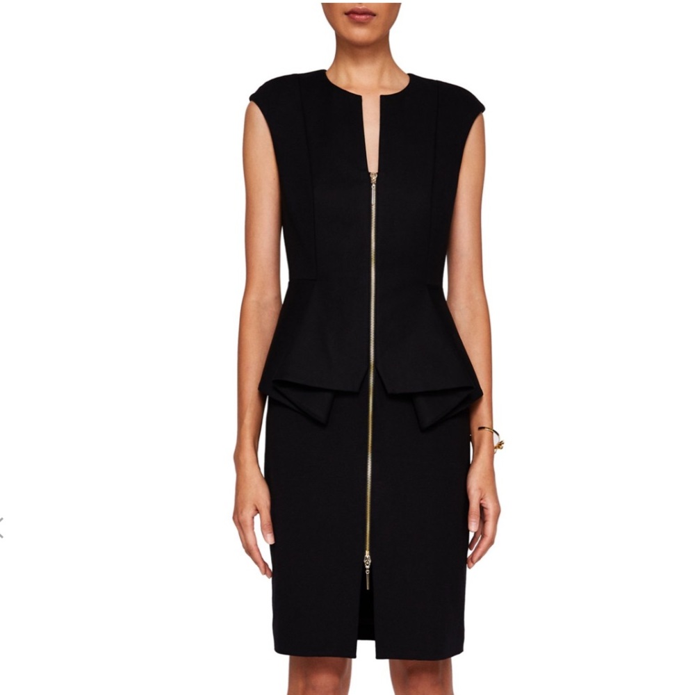 Ted Baker Jamthun Structured Peplum Dress in Black Size 4 (US 10)